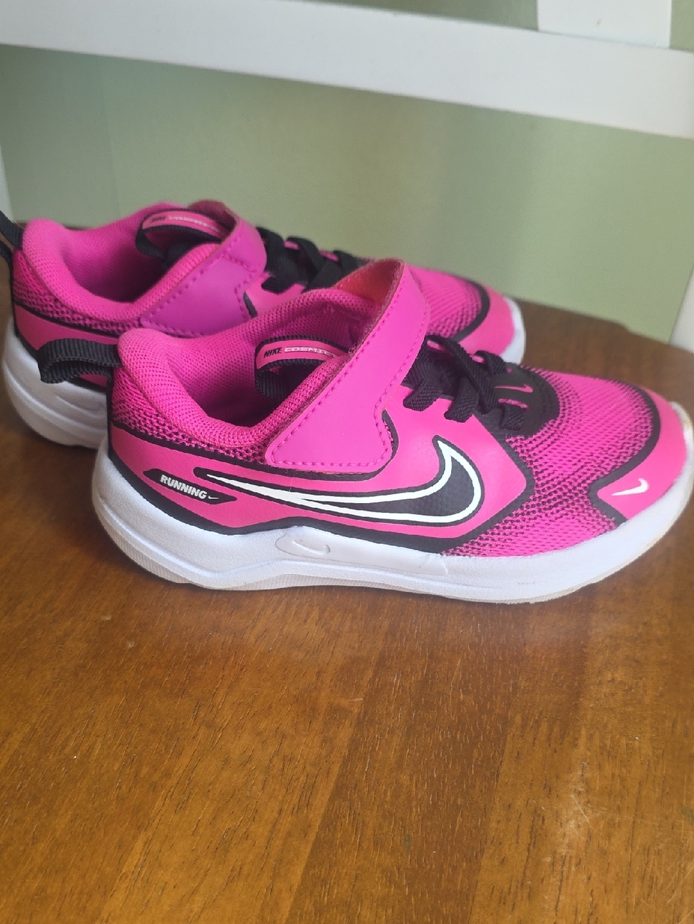 Nike Kids Hot Pink and Black Velcro Running Sneakers